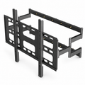 Support mural TV articulé double bras noir Norden Atlas 100, vue de trois quarts sur fond blanc.