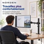 Support écran PC réglable 12–32″ – VESA 75x75 / 100x100 – Norden MonoLift