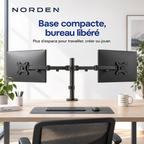 Support double écran PC articulé 15–32″ – 16 kg max / bras – Norden DuoFlex