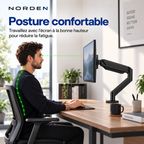 Support écran PC articulé 14–32″ – 10 kg max – Norden FlexArm