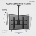 Support plafond TV inclinable et pivotant 32–65″ – 30 kg max – Elevate 65