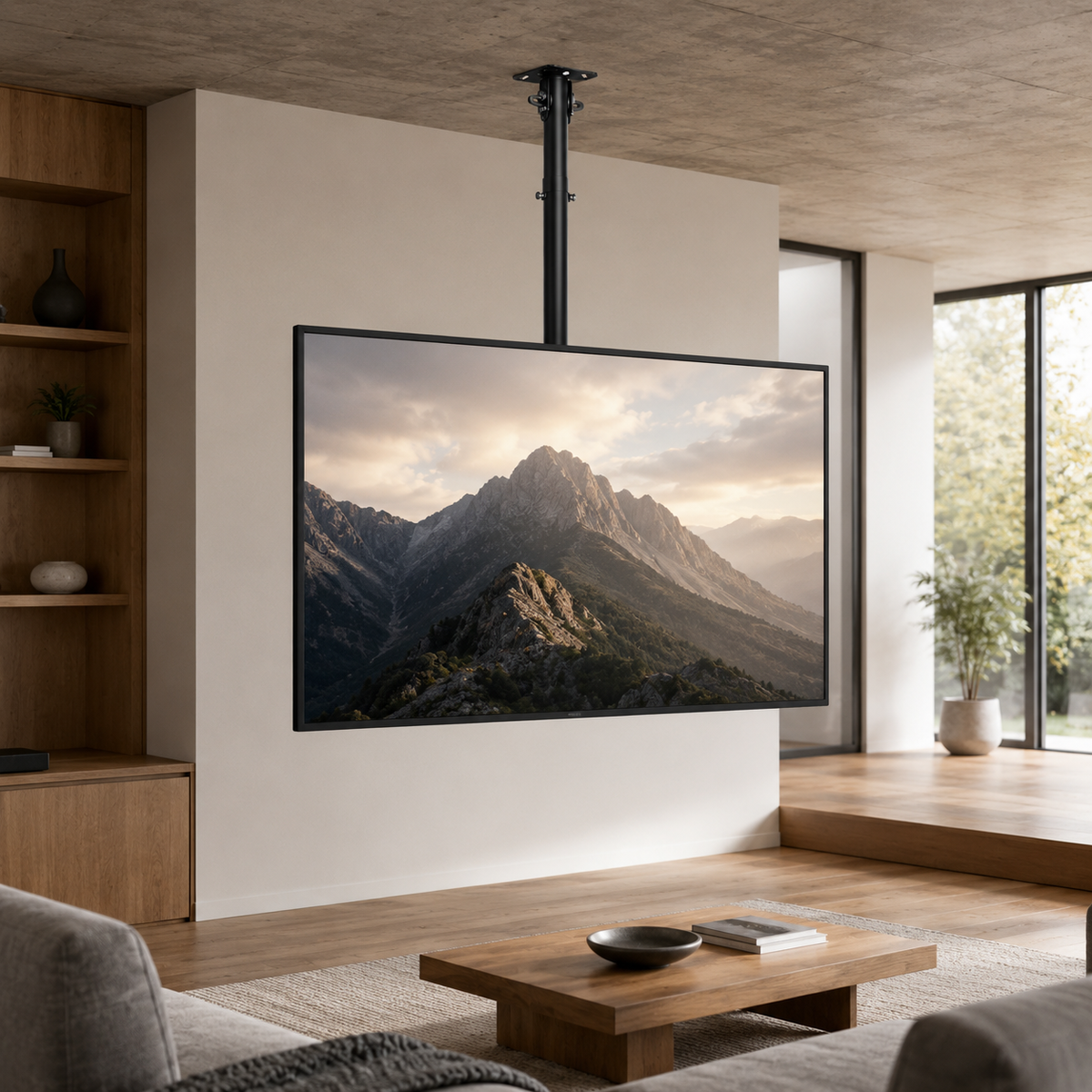 Support plafond TV télescopique 32–75″ – 65 kg max – Elevate XL