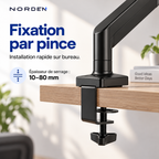 Support écran PC articulé 14–32″ – 10 kg max – Norden FlexArm
