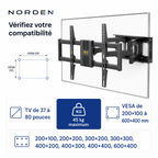 Support mural TV articulé renforcé 37–80″ – 45 kg – Titan 80