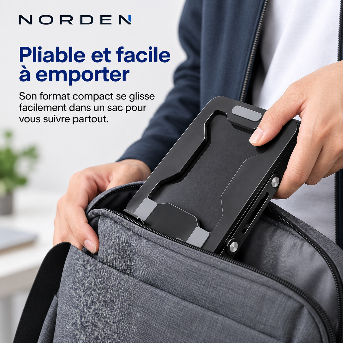 Support ordinateur portable réglable et pliable jusqu’à 17″ – Alliage d’aluminium – Norden ErgoLift