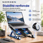 Support ventilé pour ordinateur portable 13 à 17,3 pouces avec 4 ventilateurs | Norden CoolStand 4