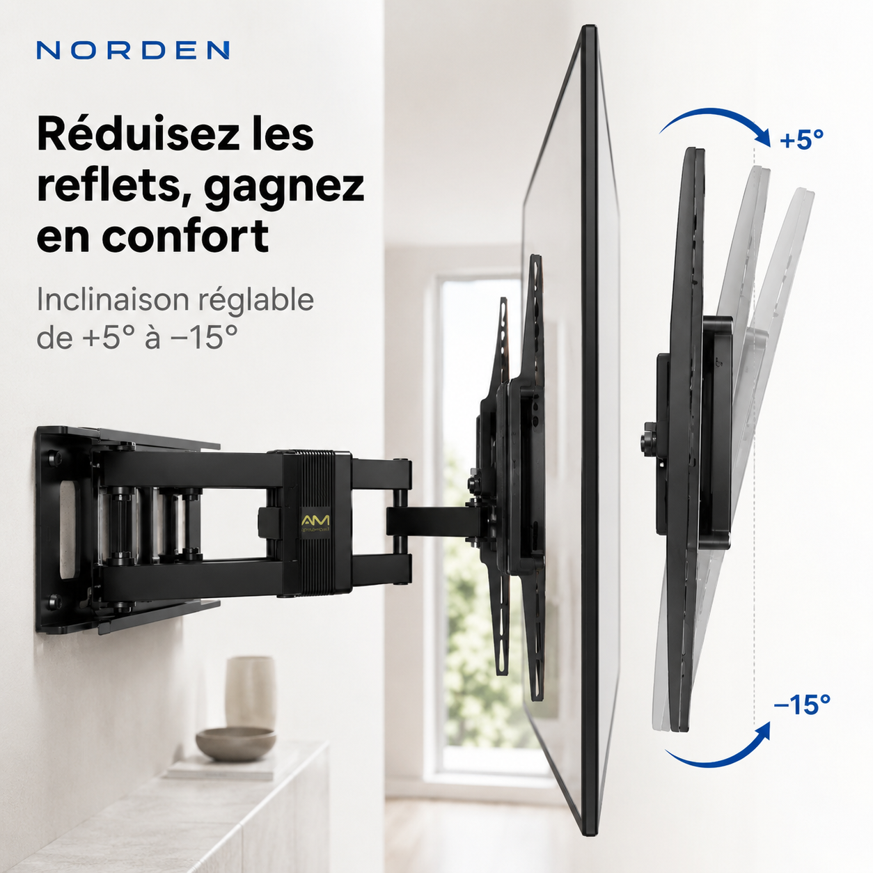 Support mural TV articulé renforcé 37–80″ – 45 kg – Titan 80