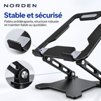 Support ordinateur portable réglable et pliable jusqu’à 17″ – Alliage d’aluminium – Norden ErgoLift