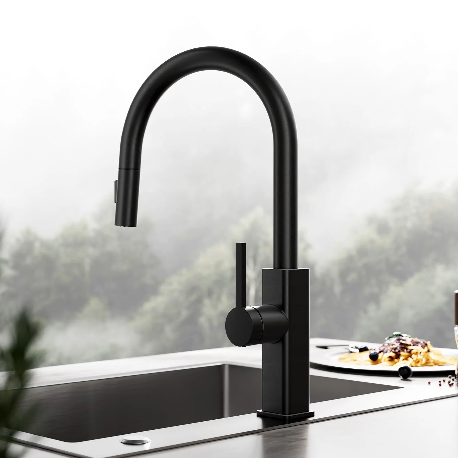 Robinet Mitigeur Cuisine Douchette — NORVIK Obsidian