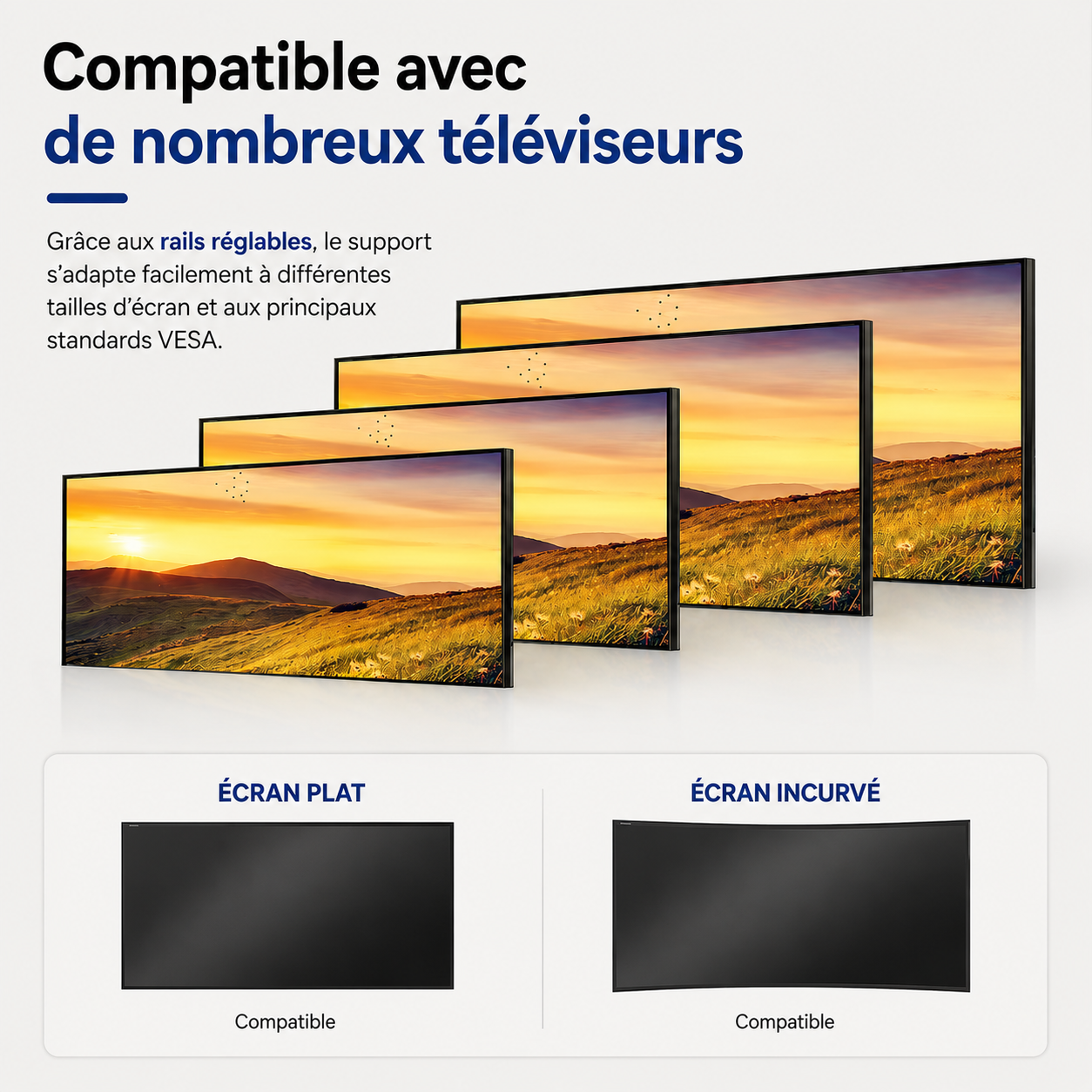Support mural TV fixe 14–42" – 40 kg max – Fix S