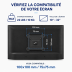 Support mural TV articulé 10–32" – 15 kg max – Motion Mini