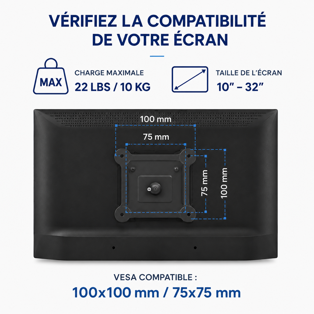 Support mural TV articulé 10–32" – 15 kg max – Motion Mini