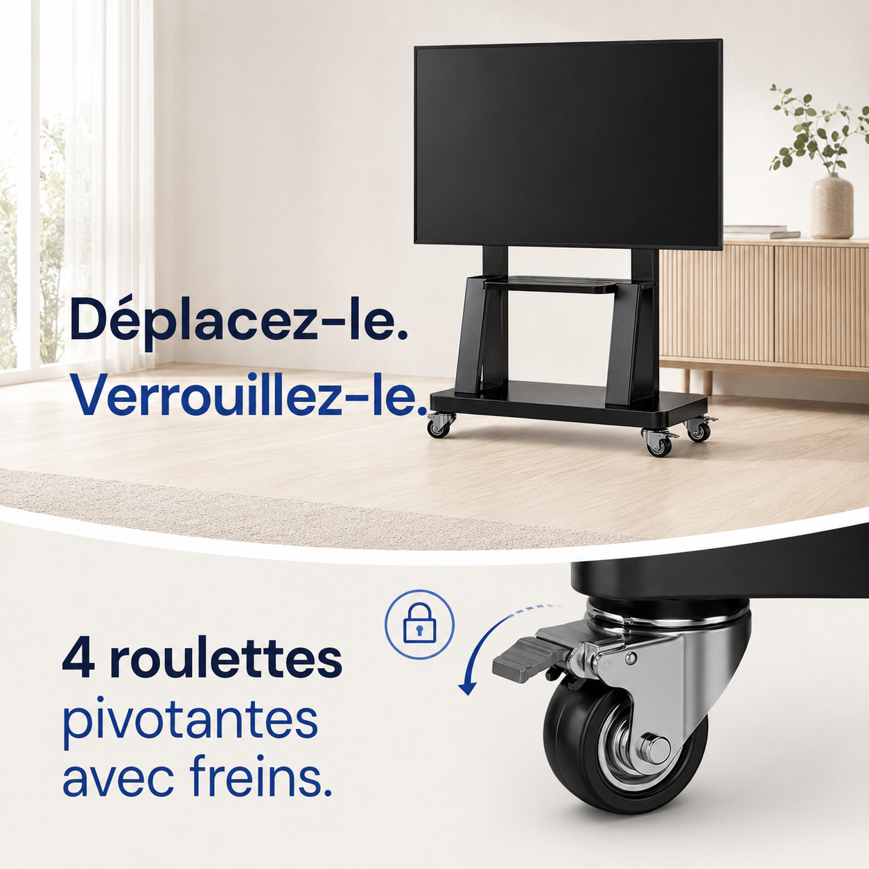 Support TV sur pied mobile 32–75" – 40 kg max – Move XL