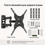 Support mural TV articulé 17–55″ – 25 kg max – Pivot 55