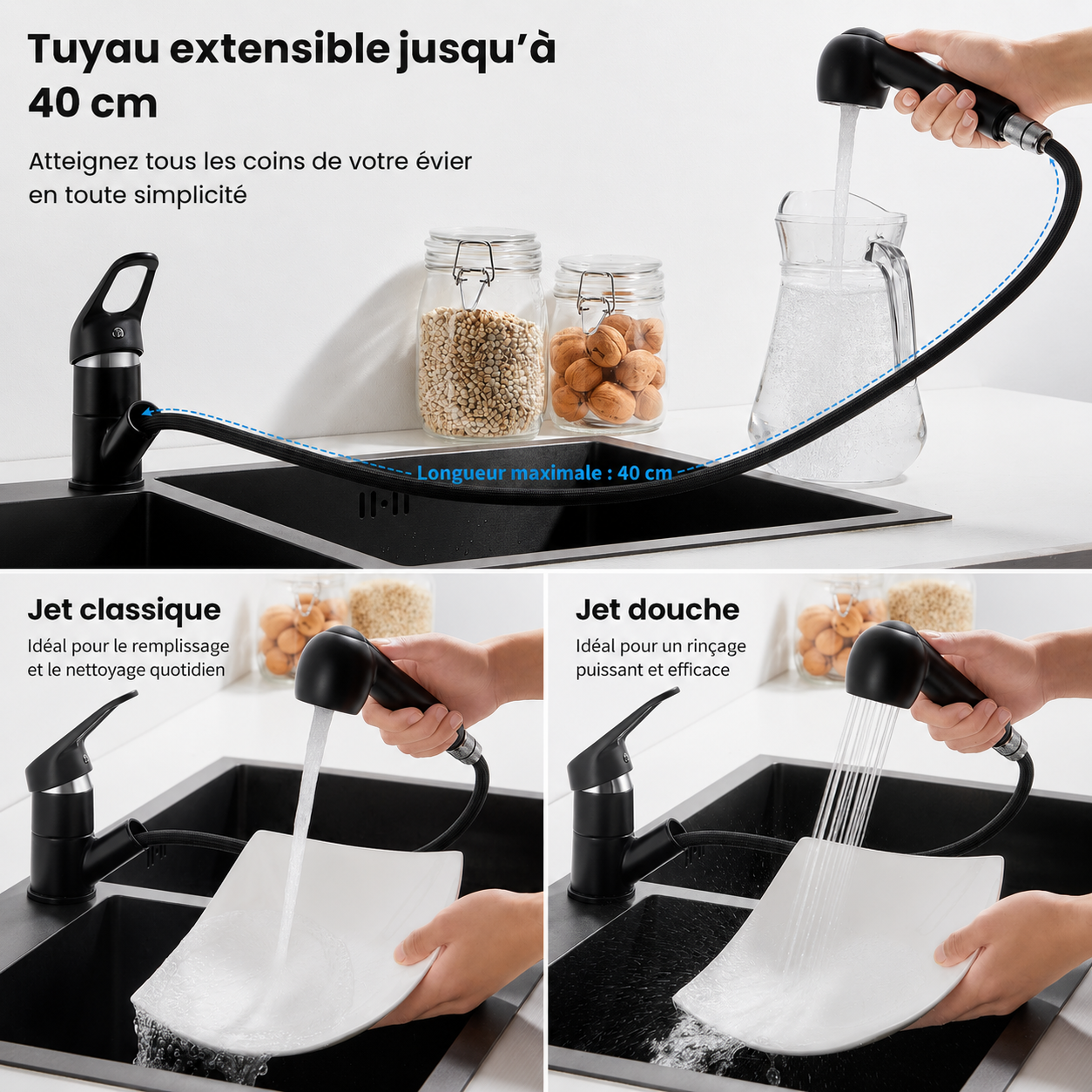 Robinet Mitigeur Cuisine Douchette — NORVIK Shadow