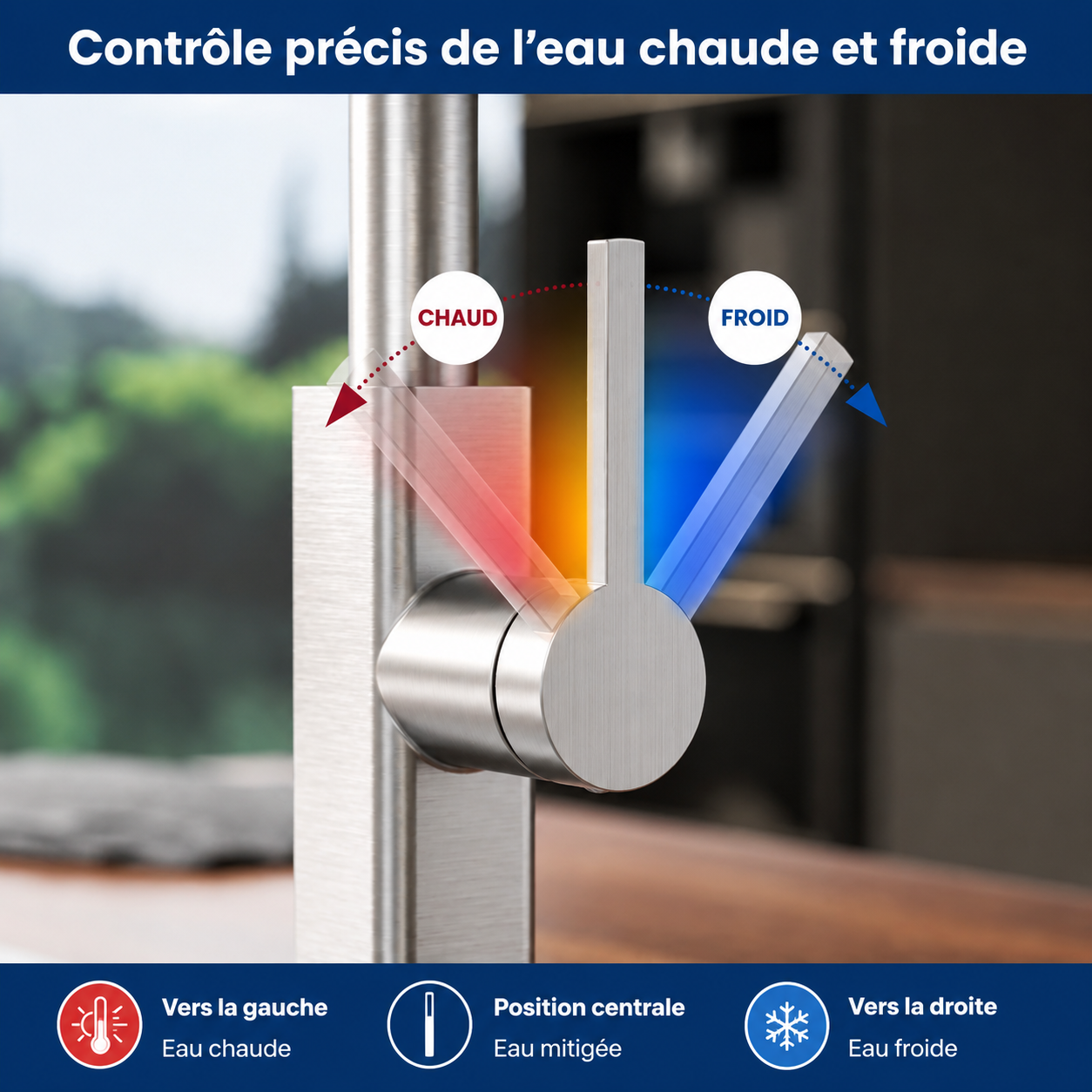 Robinet Mitigeur Cuisine Douchette — NORVIK Titanium
