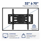 Support mural TV articulé 32–70" – 50 kg max – Motion M