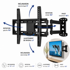 Support mural TV articulé 26–55" – 30 kg max – Motion S