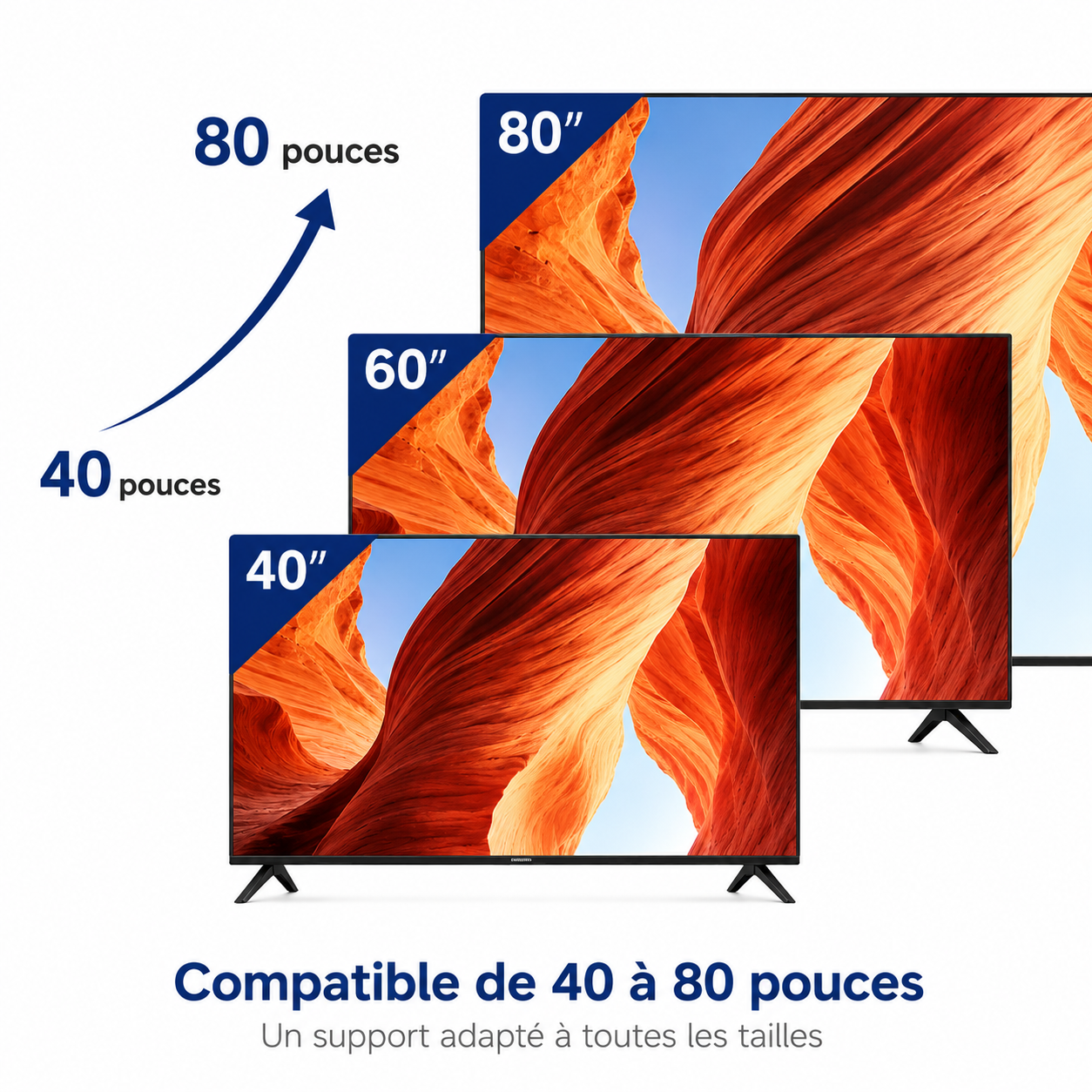Support mural TV articulé 40–80" – 55 kg max – Motion L