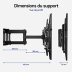 Support mural TV d'angle 32–65" – 50 kg max – Corner M