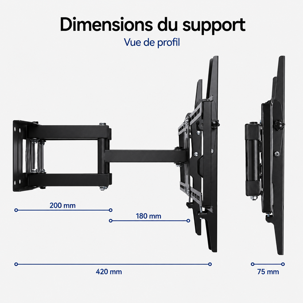 Support mural TV d'angle 32–65" – 50 kg max – Corner M
