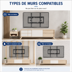 Support mural TV inclinable 32–65" – 50 kg max – Tilt M