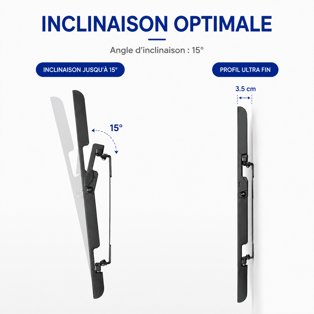 Support mural TV inclinable 32–85" – 60 kg max – Tilt XL