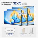 Support mural TV articulé 32–70" – 80 kg max – Motion XL