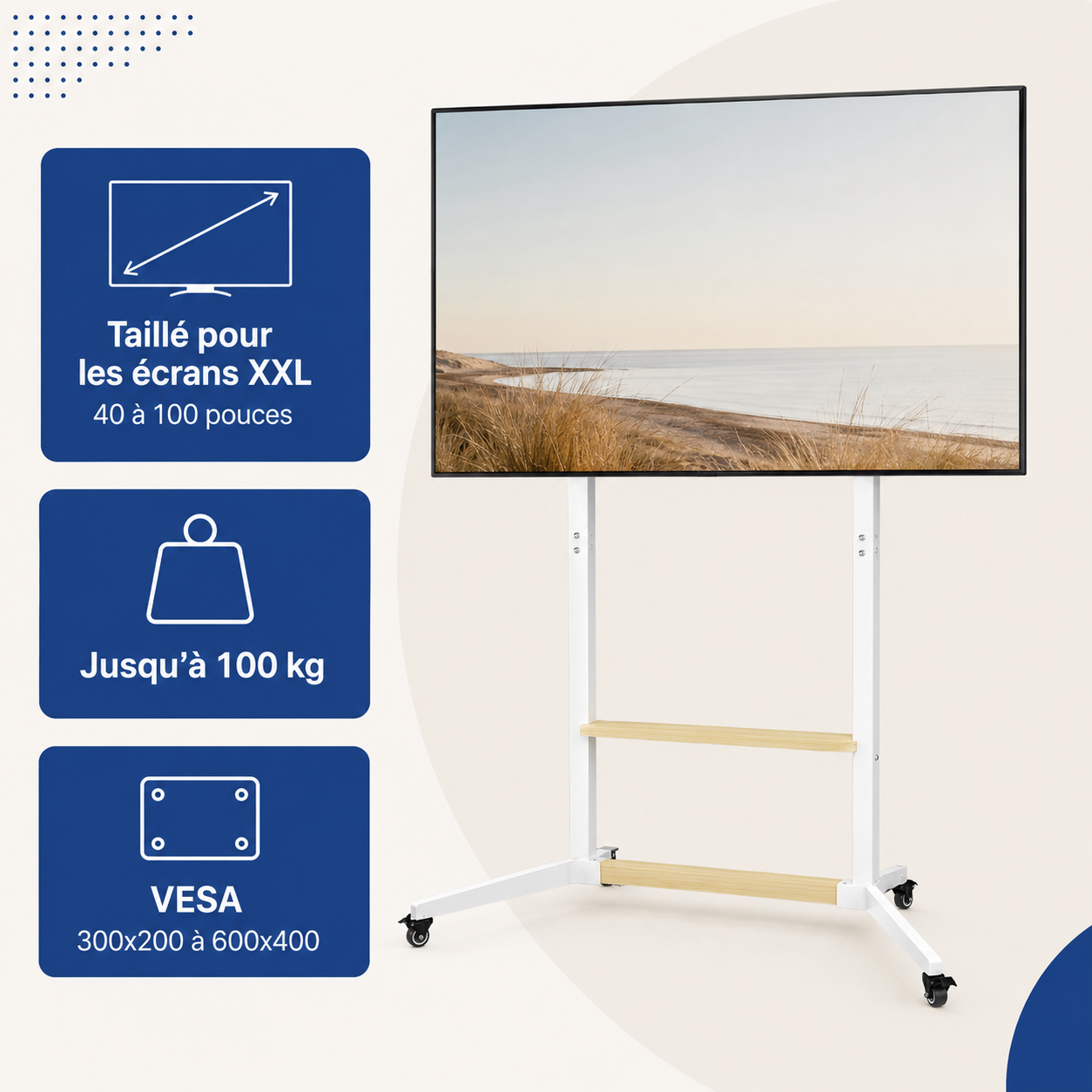 Support TV sur pied mobile 40–100" – 100 kg max – Move XXL