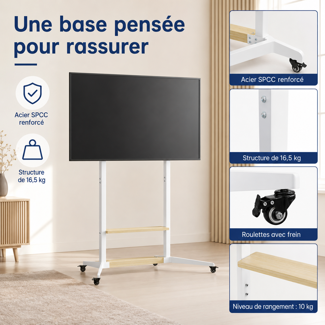 Support TV sur pied mobile 40–100" – 100 kg max – Move XXL