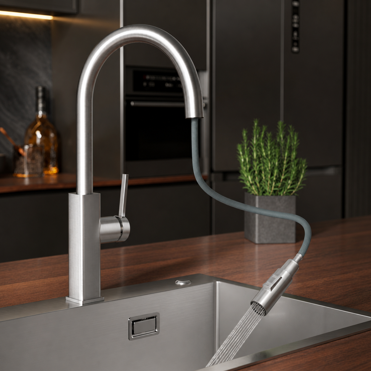 Robinet Mitigeur Cuisine Douchette — NORVIK Titanium