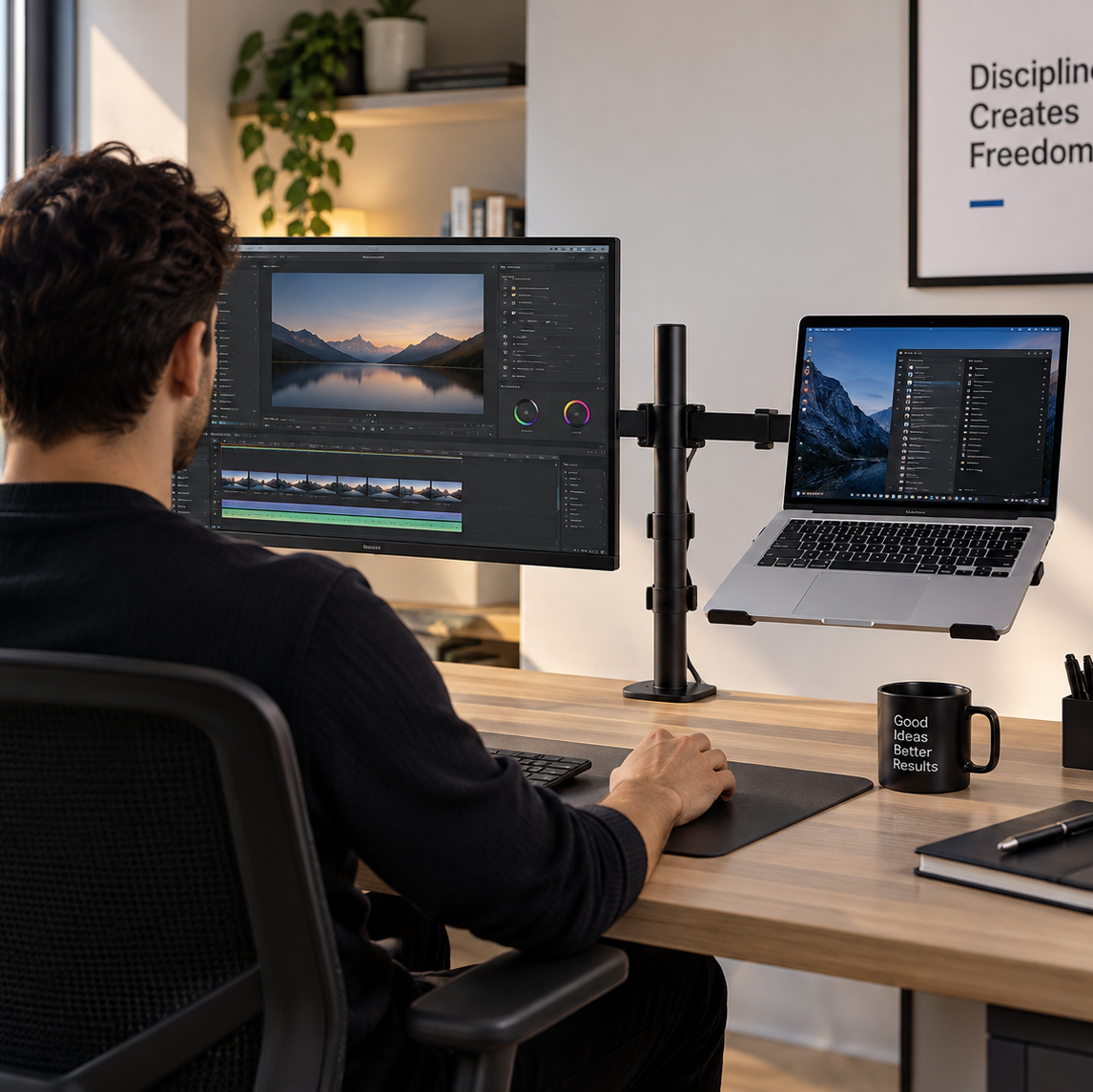 Support écran PC & ordinateur portable 13–27″ / jusqu’à 17″ – 8 kg max – Desk Duo