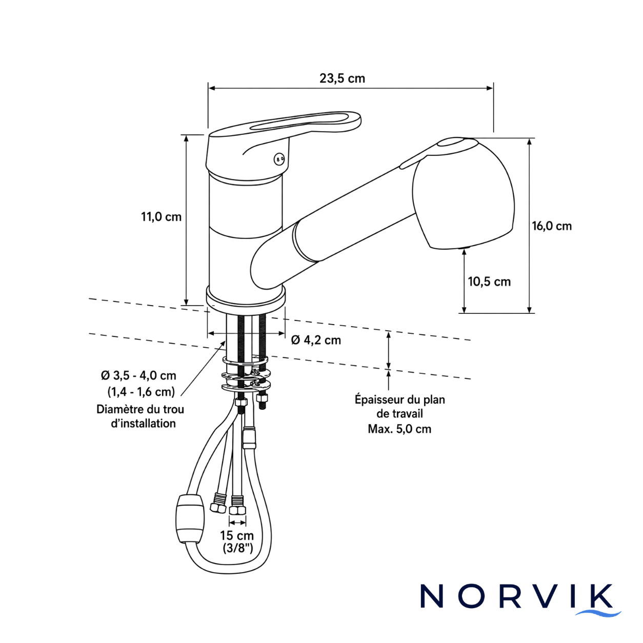 Robinet Mitigeur Cuisine Douchette — NORVIK Shadow