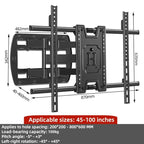 Universal TV Wall Mount Bracket Tilt Adjustable Strengthen 40''-100'' TV Stand Holder Load Up To 100kg VESA 600*600mm Customized