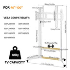 Support TV sur pied mobile 40–100" – 100 kg max – Move XXL