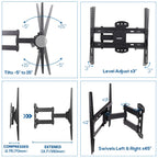 Tilting Swivel Wall TV Wall Bracket Mount Double Arms for 32-55 Inch