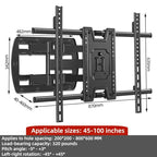 Universal TV Wall Mount Bracket Tilt Adjustable Strengthen 40''-100'' TV Stand Holder Load Up To 100kg VESA 600*600mm Customized