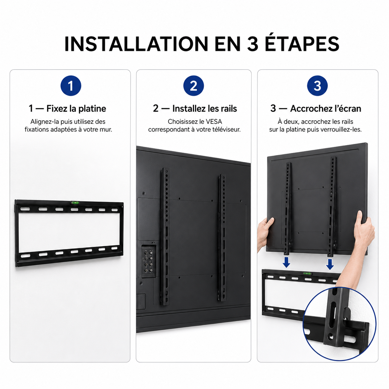 Support mural TV inclinable 60–100" – 40 kg max – Tilt XXL