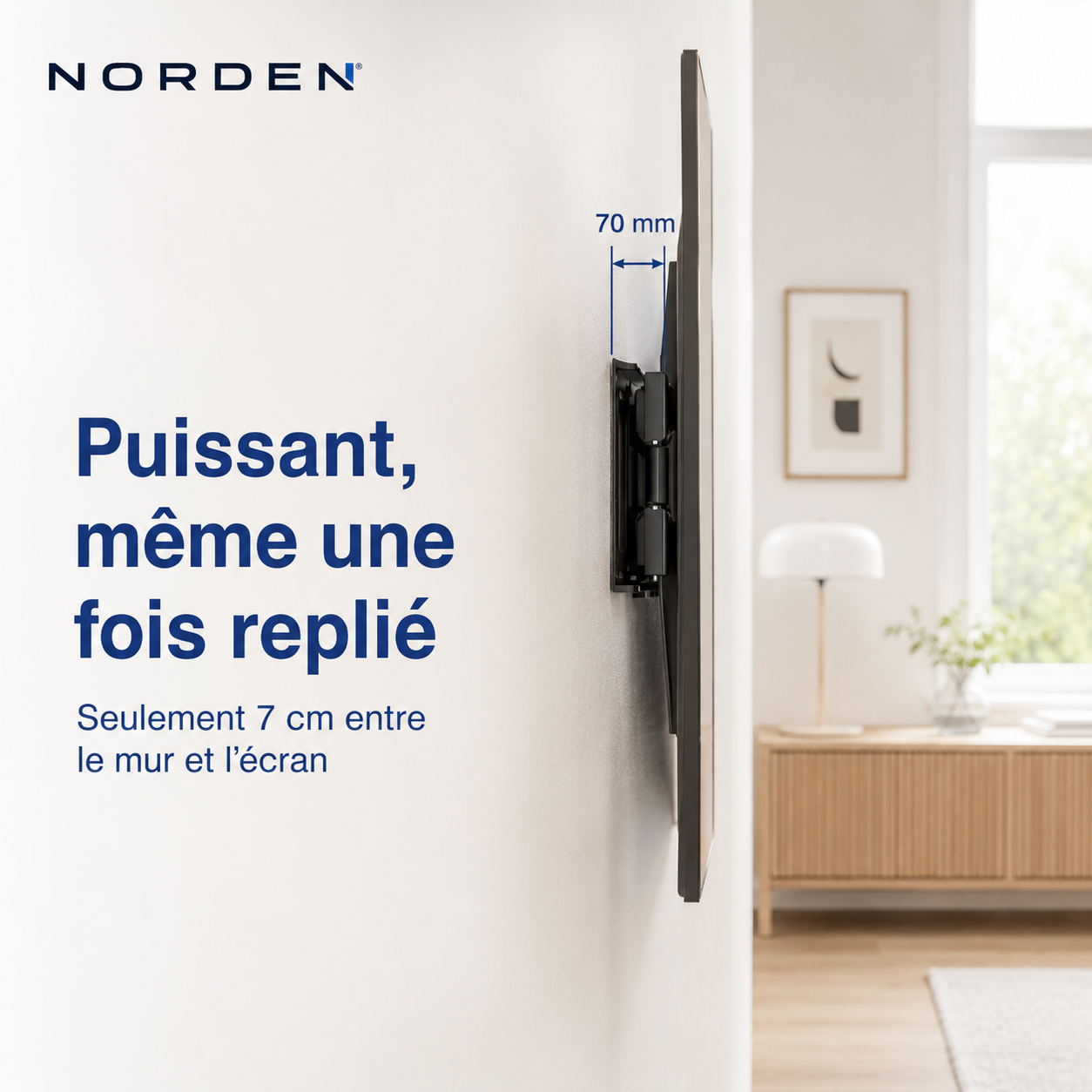 Support mural TV articulé renforcé 37–80″ – 45 kg – Titan 80