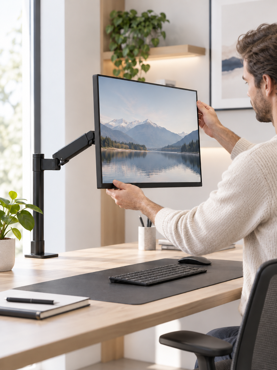 Téléviseur installé sur son support