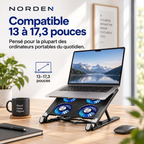 Support ventilé pour ordinateur portable 13 à 17,3 pouces avec 4 ventilateurs | Norden CoolStand 4