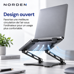 Support ordinateur portable réglable et pliable jusqu’à 17″ – Alliage d’aluminium – Norden ErgoLift