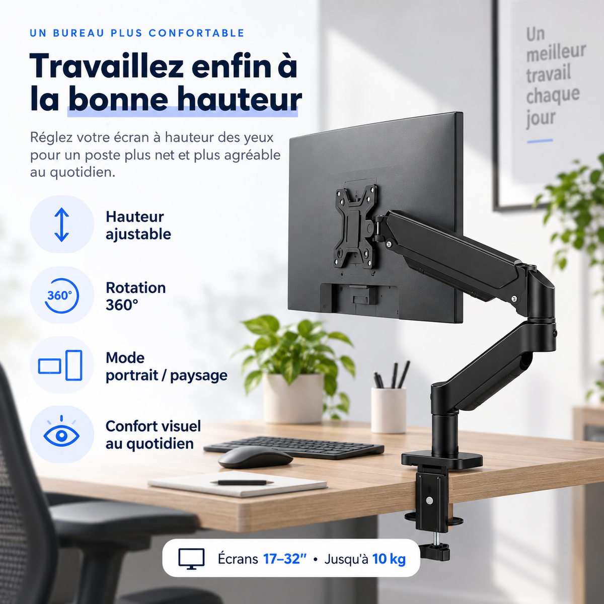 Support écran PC articulé 17–32″ – 9 kg max – Orbit 32