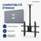 Support plafond TV inclinable et pivotant 32–65″ – 30 kg max – Elevate 65