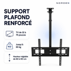 Support plafond TV télescopique 32–75″ – 65 kg max – Elevate XL