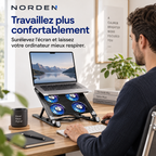 Support ventilé pour ordinateur portable 13 à 17,3 pouces avec 4 ventilateurs | Norden CoolStand 4