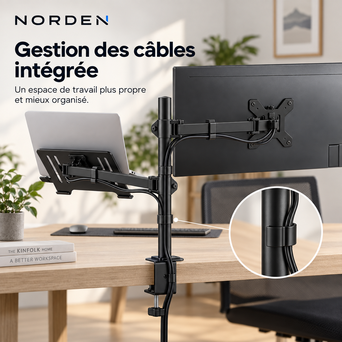Support écran PC & ordinateur portable 13–27″ / jusqu’à 17″ – 8 kg max – Desk Duo