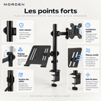 Support écran PC & ordinateur portable 13–27″ / jusqu’à 17″ – 8 kg max – Desk Duo