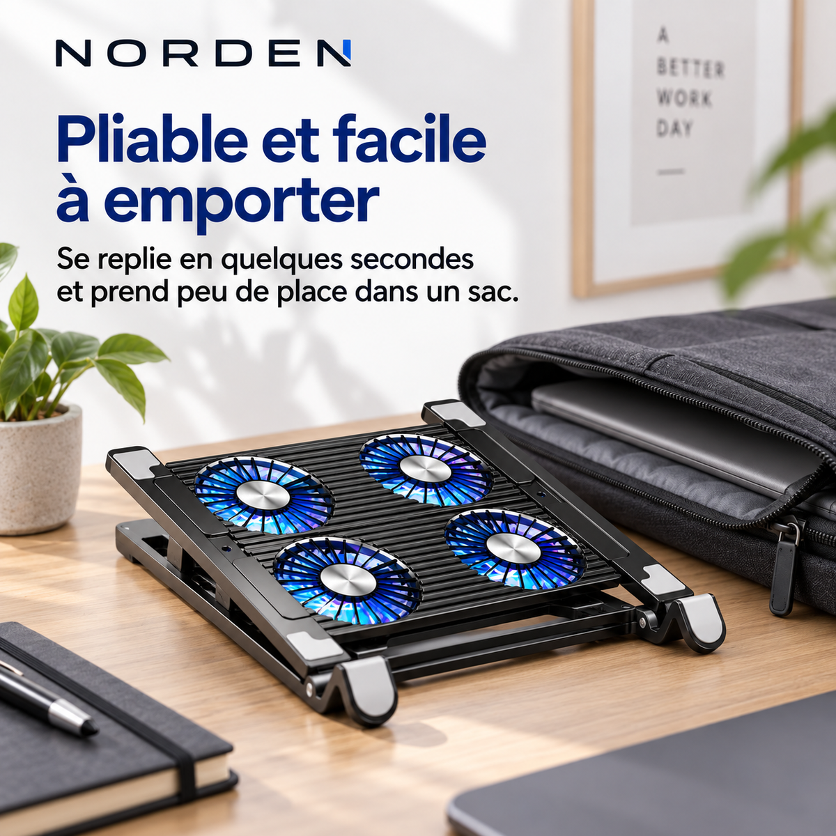 Support ventilé pour ordinateur portable 13 à 17,3 pouces avec 4 ventilateurs | Norden CoolStand 4