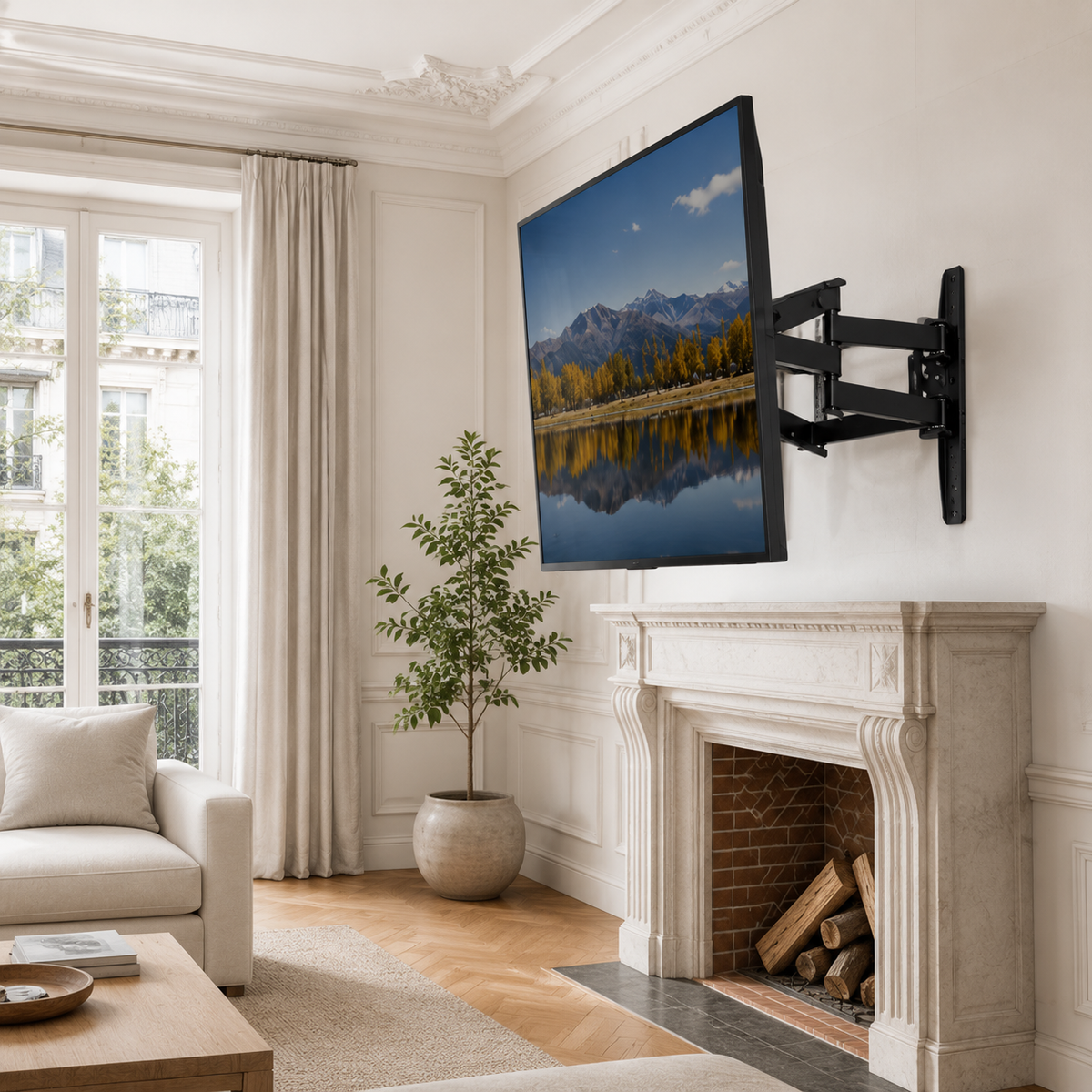 Mise en situation du support mural TV orientable Flex 65